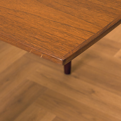 Danish rectangular dining table in teak and walnut