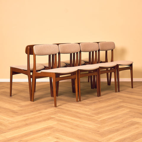 Danish dining chairs in teak by B. Rasmussen for Thorso Møbelfabrik