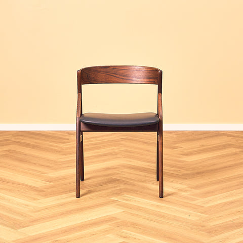 Danish dining chairs in teak and Santos rosewood by Dyrlund