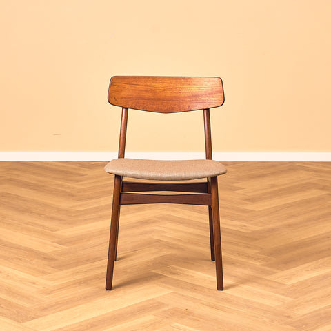 Danish dining chairs in teak and walnut