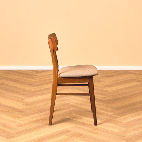 Danish dining chairs in teak and walnut