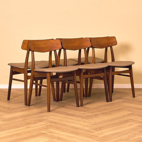 Danish dining chairs in teak and walnut