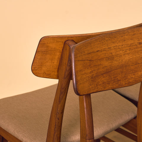 Danish dining chairs in teak and walnut