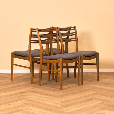 Danish set of 4 dining chairs "model 219" in teak & beech by Farstrup