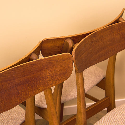 Danish set of 7 dining chairs in teak and beech, model Møsbol, by Findahl Møbelfabrik