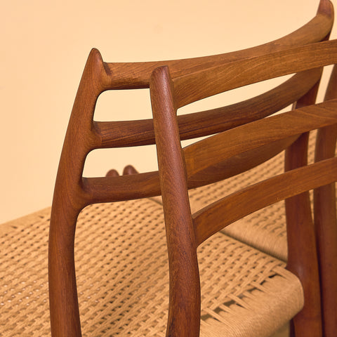 Danish set of 4 dining chairs in teak, Niels O. Møller, model 78