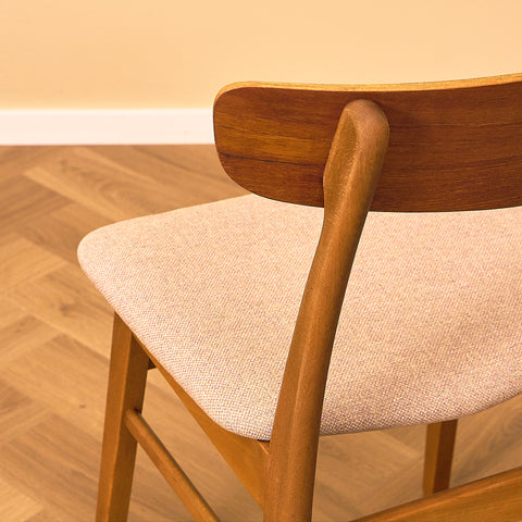 Danish set of 7 dining chairs in teak and beech, model Møsbol, by Findahl Møbelfabrik