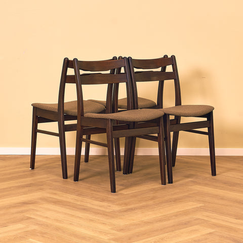 Danish dining chairs in teak and beech by Findahl