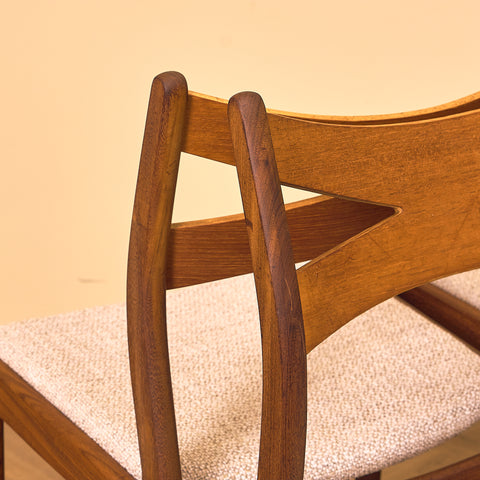 Danish dining chairs in teak and walnut