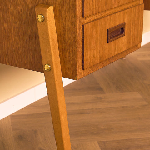 Swedish writing desk in teak and beech