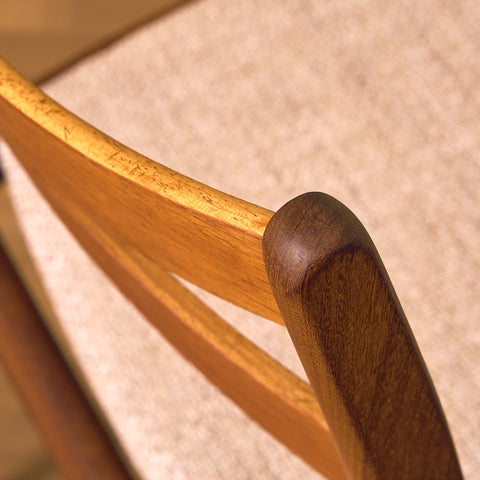 Danish dining chairs in teak and walnut