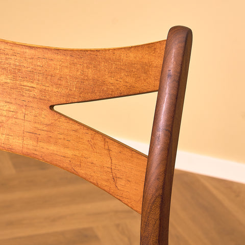 Danish dining chairs in teak and walnut