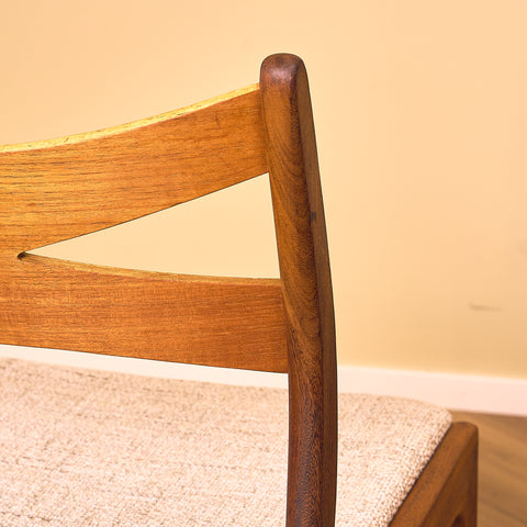Danish dining chairs in teak and walnut