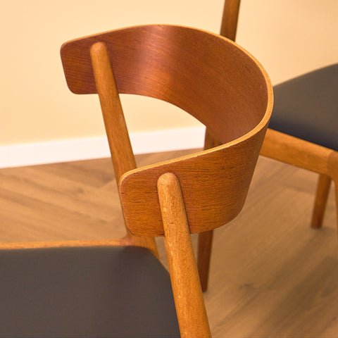 Danish set of 4 dining chairs in teak and oak