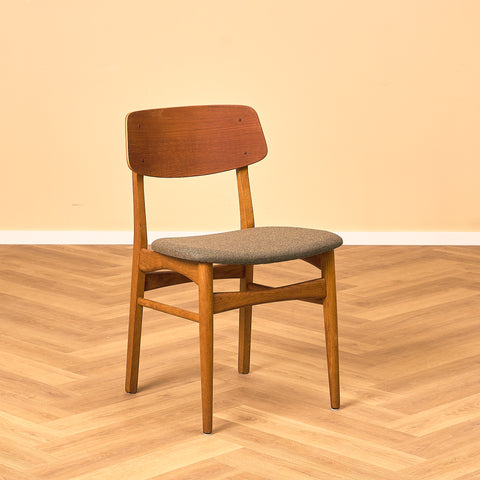 Danish dining chairs in teak and oak by Farstrup