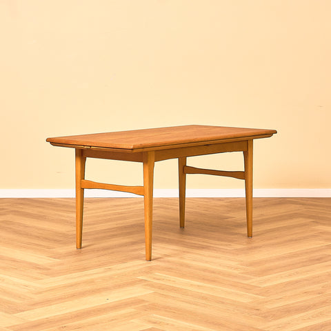 Extandable Swedish coffee table in teak & beech by Emmaboda Möbelfabrik