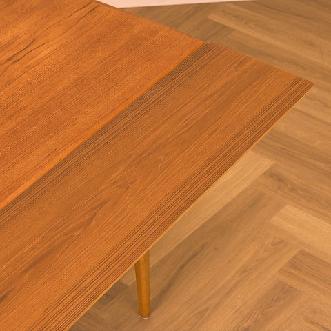 Extandable Swedish coffee table in teak & beech by Emmaboda Möbelfabrik