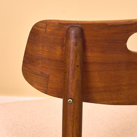 Danish dining chairs in teak and walnut