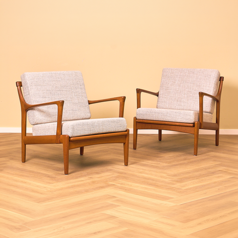 Swedish armchairs in teak, model 'Kuba' by Bertil Fridhagen for Bröderna Andersson, Ekenäs