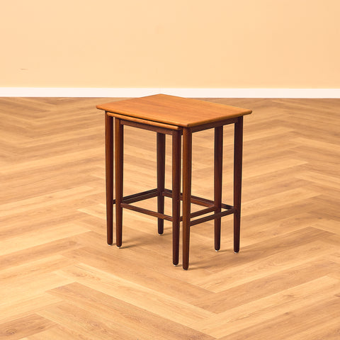 Danish set of nest of tables in teak and walnut