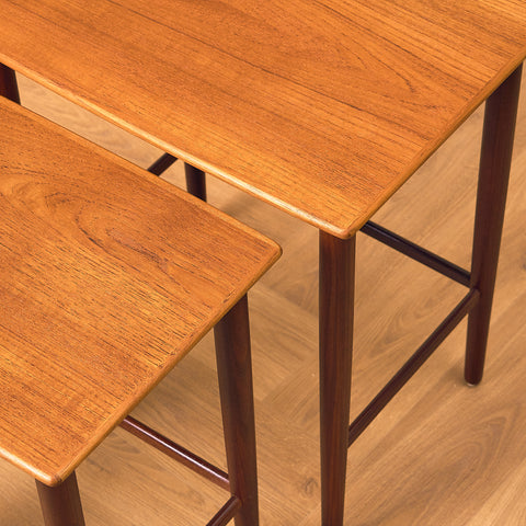 Danish set of nest of tables in teak and walnut