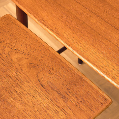 Danish set of nest of tables in teak and walnut