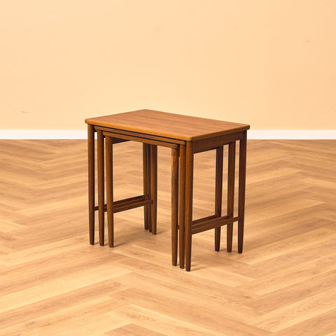 Swedish set of nest of tables in walnut by Opal möbler