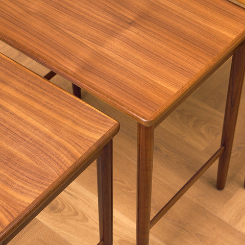 Swedish set of nest of tables in walnut by Opal möbler