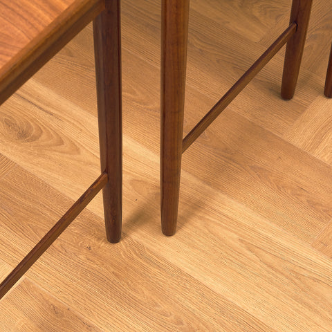 Swedish set of nest of tables in walnut by Opal möbler