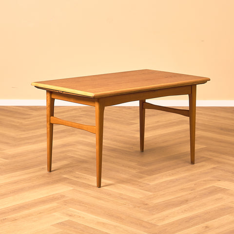Extandable Swedish coffee table in teak & beech by Emmaboda Möbelfabrik