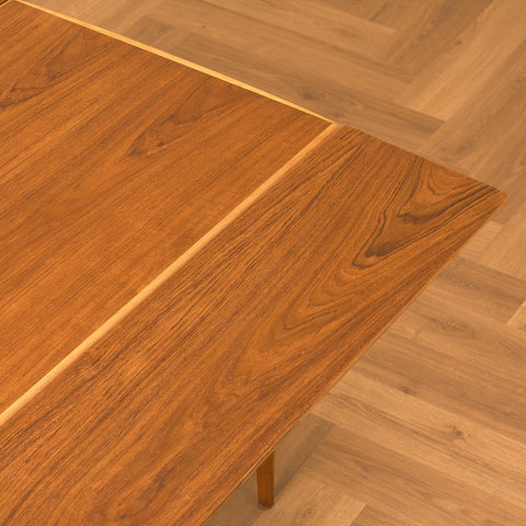 Extandable Swedish coffee table in teak & beech by Emmaboda Möbelfabrik