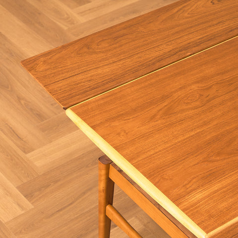 Extandable Swedish coffee table in teak & beech by Emmaboda Möbelfabrik