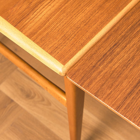 Extandable Swedish coffee table in teak & beech by Emmaboda Möbelfabrik