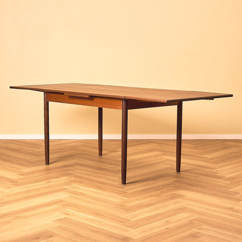 Extendable Teak and Walnut Dining Table