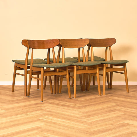 Danish dining chairs in teak/oak and beech by Farstrup (Copy)