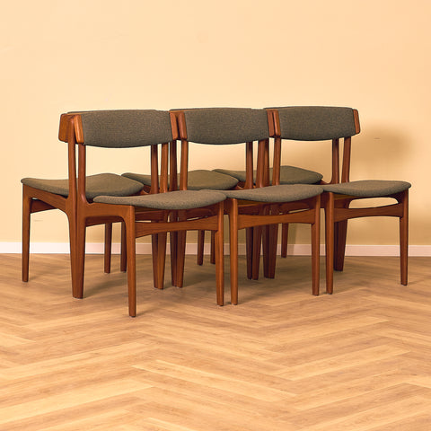 Danish dining chairs in teak, model 'Stol nr 4', by Thorsø Stole- och Møbelfabrik
