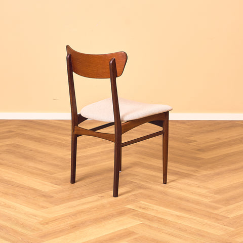 Danish set of 4 dining chairs in teak & walnut