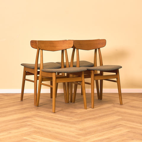 Danish dining chairs in teak & beech by Findahl Møbelfabrik, model 'Møsbol'