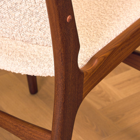 Danish dining chairs in walnut by Erik Buch, model 98