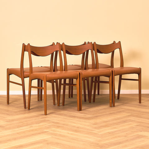 Danish set of 6 dining chairs in rosewood by Arne Wahl Iversen for Glyngøre Stolefabrik