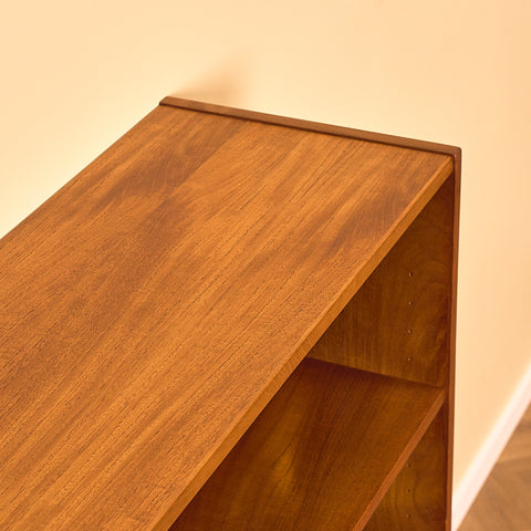 Teak Bookshelf with Drop-front Cabinet