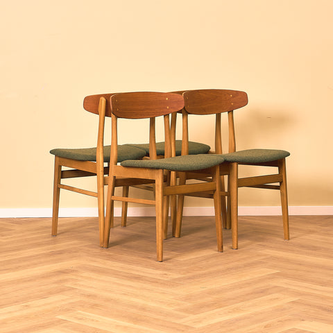 Danish dining chairs in teak and beech by Farstrup