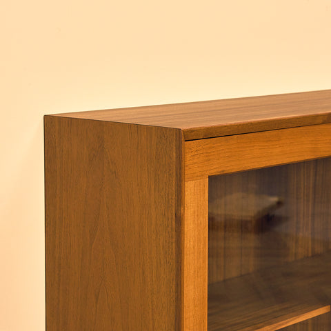 Walnut Bookshelf with Glass Doors