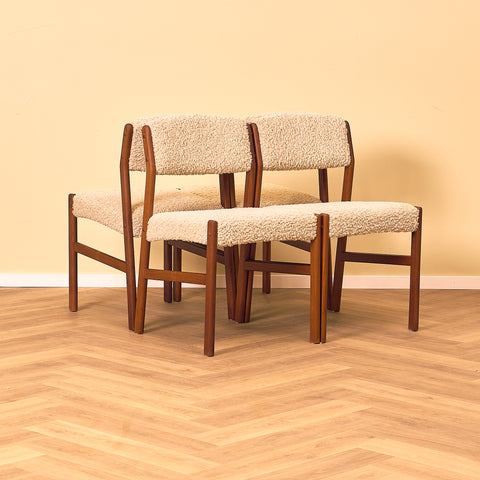 Danish set of 4 dining chairs in teak by Henry Walter Klein