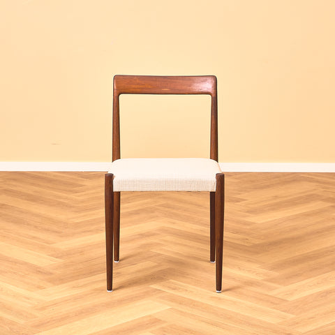 German set of 6 dining chairs in walnut by Lübke