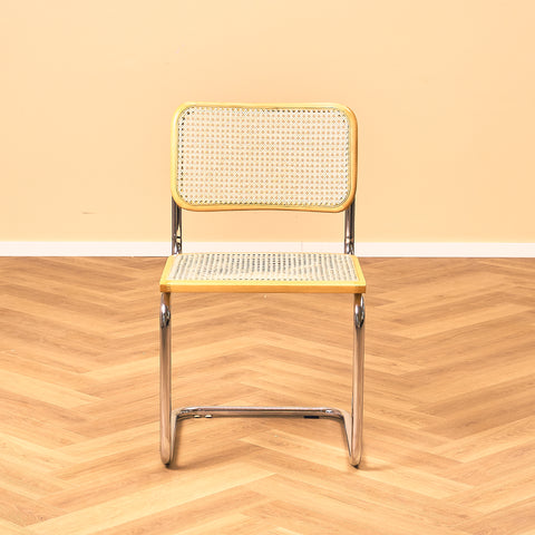 Italian set of 2 dining chairs in beech by Marcel Breuer