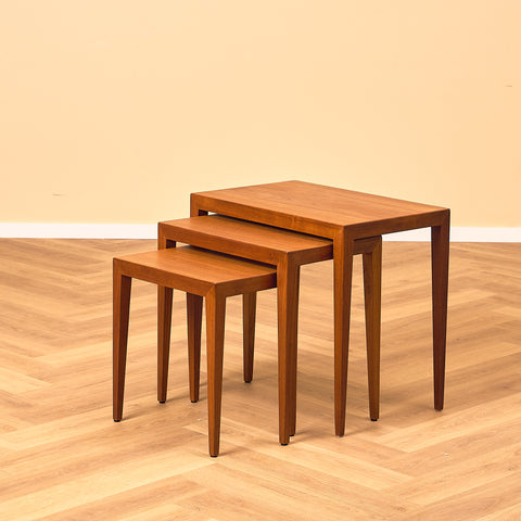 Danish set of nest of tables in teak by Severin Hansen for Haslev Møbelfabrik