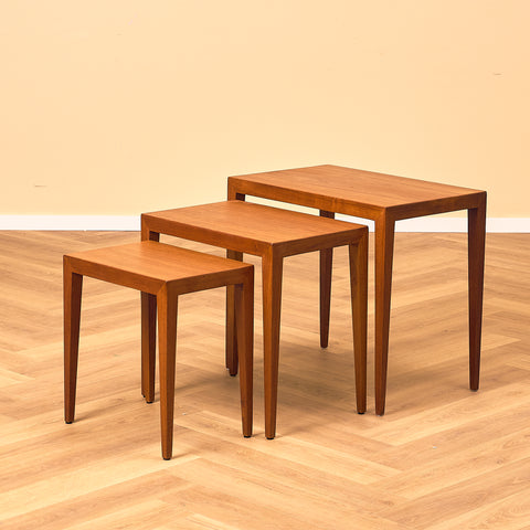 Danish set of nest of tables in teak by Severin Hansen for Haslev Møbelfabrik