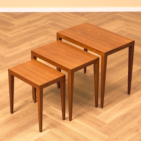 Danish set of nest of tables in teak by Severin Hansen for Haslev Møbelfabrik