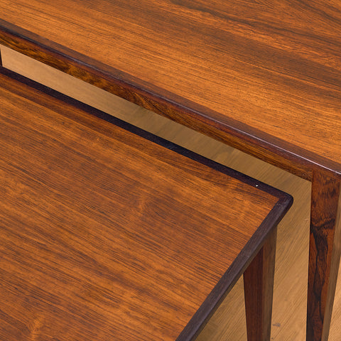 Danish set of nest of tables in Santos rosewood by Kvalitet Form Funktion